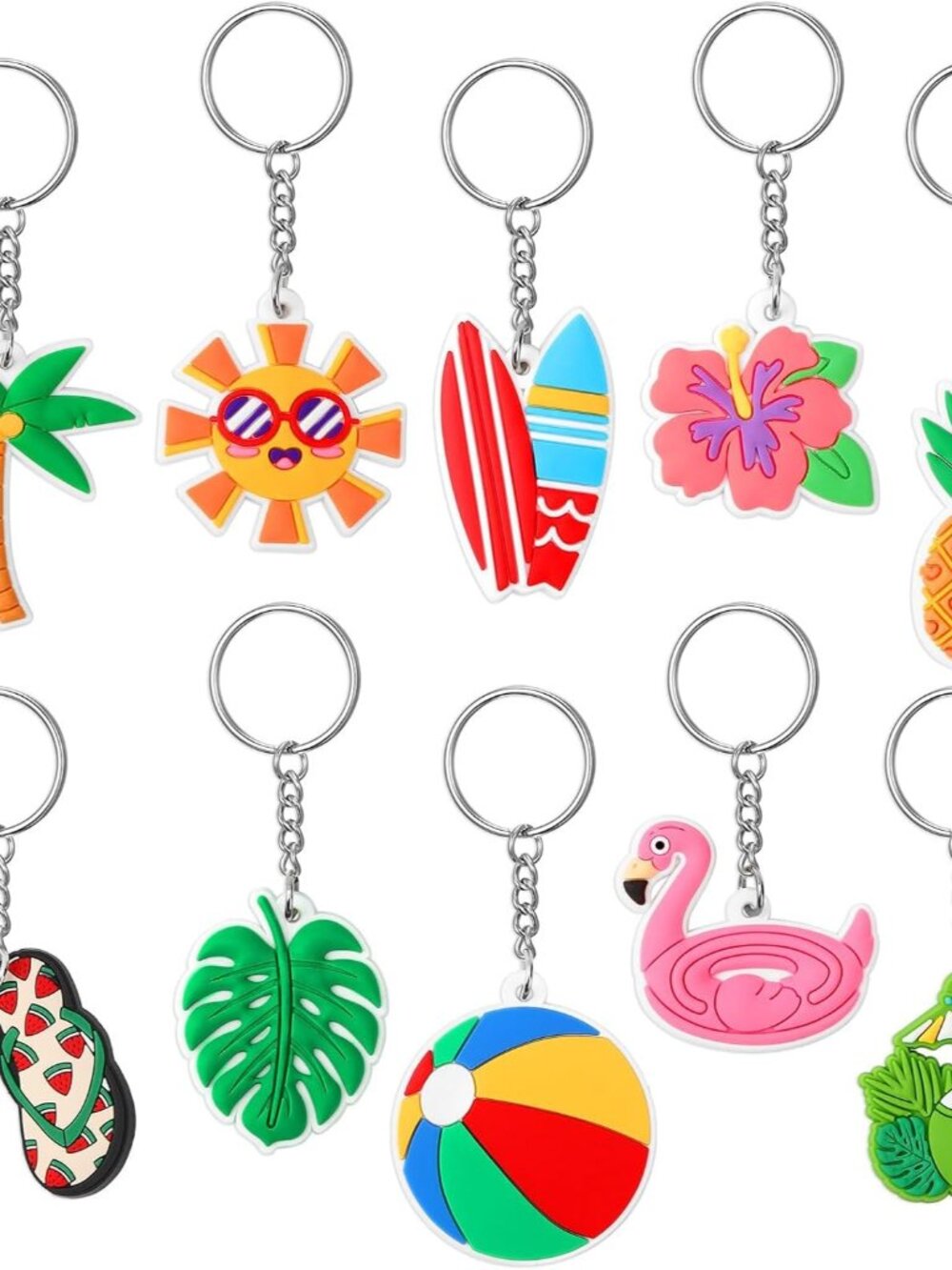 30PCS Summer Keychains Hawaiian Beach Hanging Pendant for Summer Beach Sea Theme